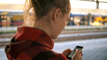 Woman looking at cellphone